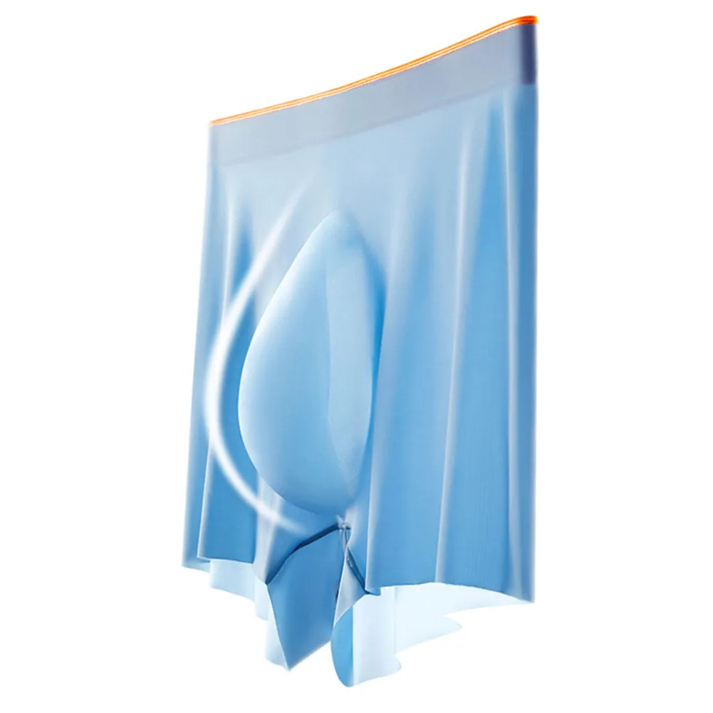 

Мужские дышащие трусы с чехлом, прозрачное бесшовное нижнее белье из ледяного шелка, супертонкие летние охлаждающие трусы-боксеры, шорты