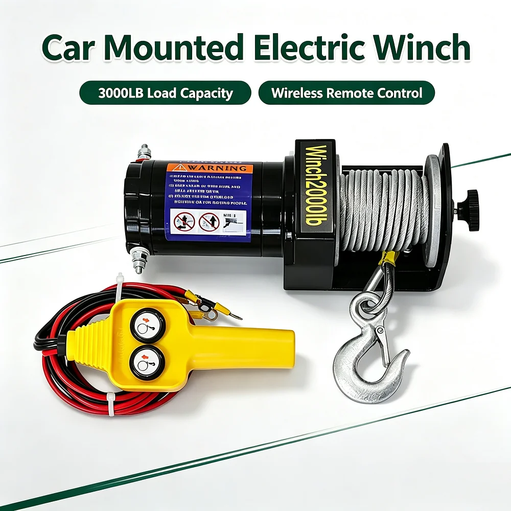 Car Mounted Electric Winch 12V/24V Waterproof Off-Road Automotive Self-Help Crane Hoist Winch Extractor for Automotive Recovery