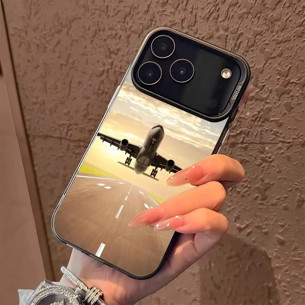 Cassa Del Telefono Per IPhone 17 16 15 14 13 12 11 Pro Max Air Multicolor Opaco Laser Metallico Aurora Fonda Aereo Viaggio Volo