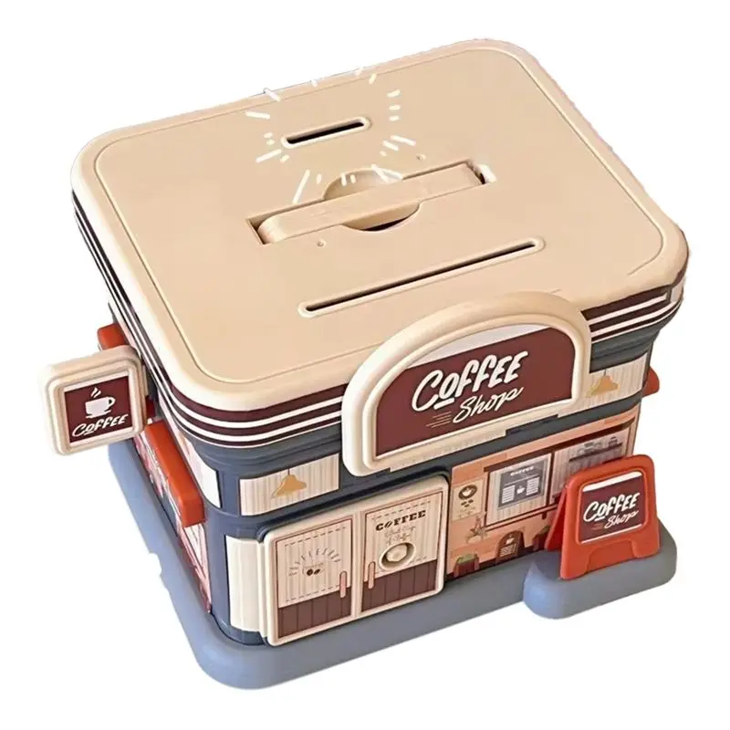 DT19-Portable Store-Shaped Money Box With Key Lock Plastic Piggy Bank For Kids & Adults Ideal Gift For Saving Money