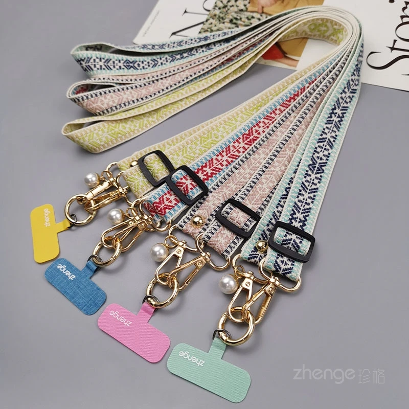 

Простая подвесная веревка с рисунком в стиле ретро, женская длинная регулируемая уличная подвесная веревка через плечо с защитой от потери телефона