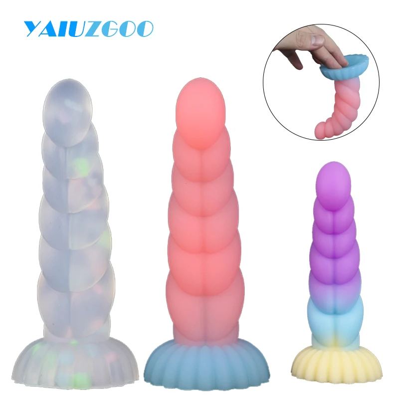 Silicone Soft Luminous Dildo Anal Toys for Women Men Masturbator Glowing Butt Plug Big Dildos with Suction Cup Adult Sex Toy