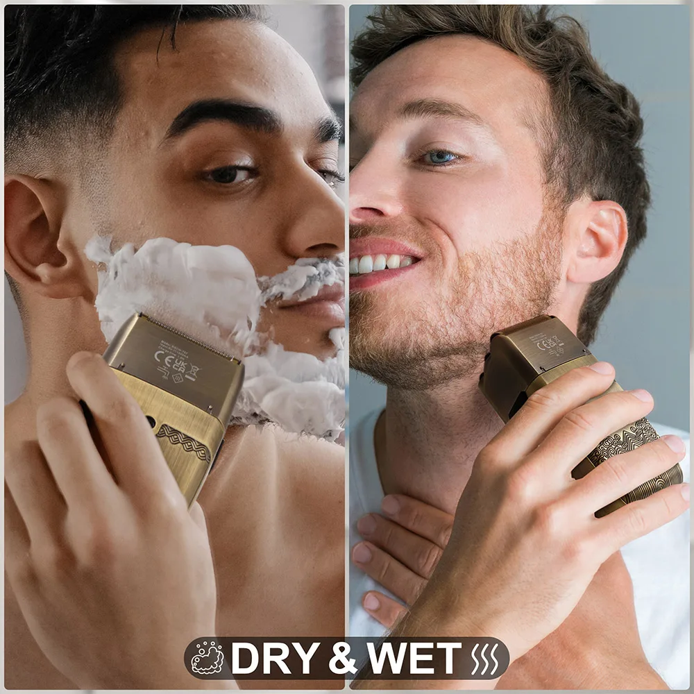 HATTEKER ماكينة حلاقة كهربائية احترافية ماكينة حلاقة مقاومة للماء أداة تهذيب اللحية ماكينة حلاقة معدنية شاشة ديجيتال ماكينة حلاقة للرجال #6