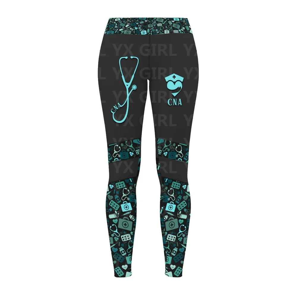 Doctor Tools Pattern Legging Doctor Legging nero e rosa, leggings con stampa All Over per le donne