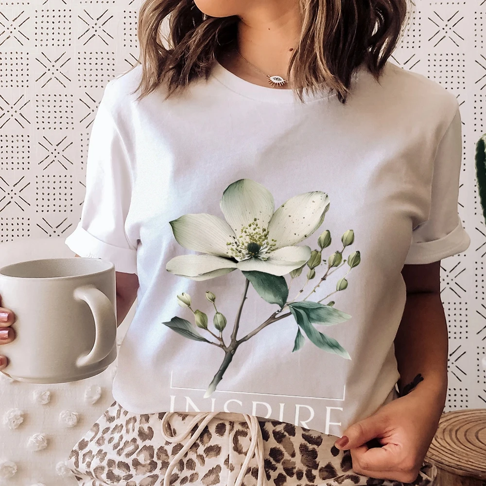 Camiseta deportiva con estampado Floral para mujer, pantalón corto informal a la moda, camiseta gráfica de manga, ropa para mujer, reseñas coreanas de gran tamaño, ropa para muchas niñas