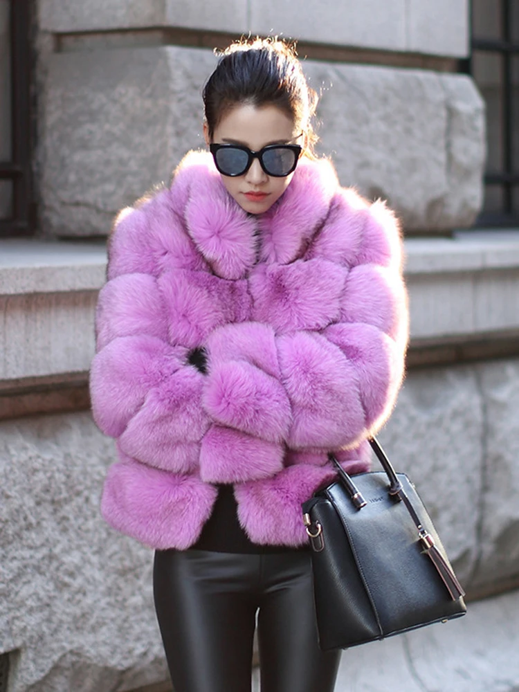 Chaquetas de piel sintética de alta calidad para mujer, abrigo corto de piel de zorro, Chaqueta esponjosa de lujo, gruesa y cálida, Chaqueta peluda,