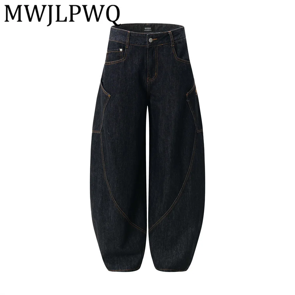 

MWJLPWQ мужские потертые джинсы-мачете, осенние американские модные уличные индивидуальные осенние свободные элитные широкие брюки 12322