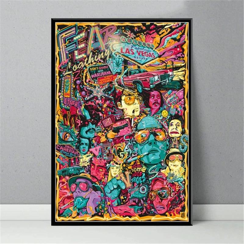 New Fear and Loathing In Las Vegas Classic Movie Poster Wall Art Painting Canvas Picture Prints Room Decor Personality Color