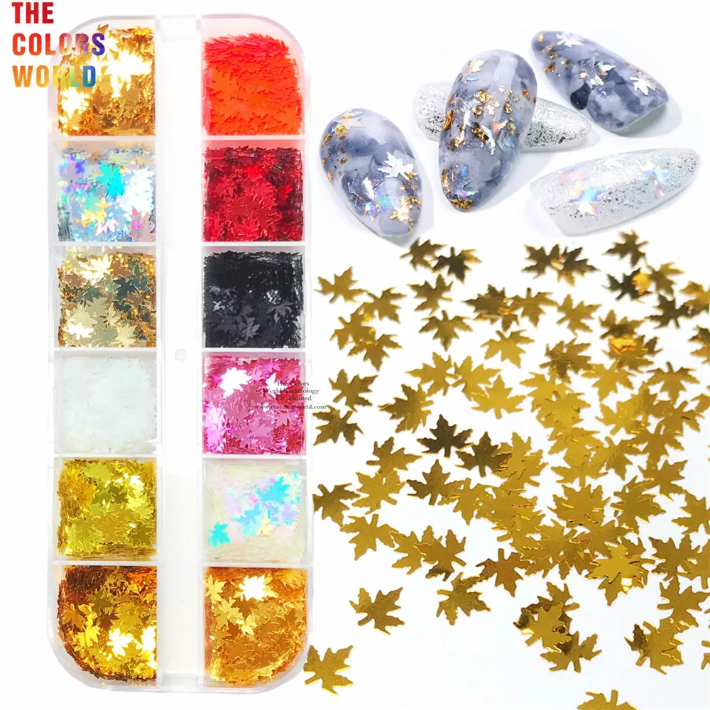 

TCT-235 Autumn Leaf Shape 5MM For Nail Glitter Nail Art Decoration Nail Gel Face Glitter Makeup Handwork Crafts DIY Decoration