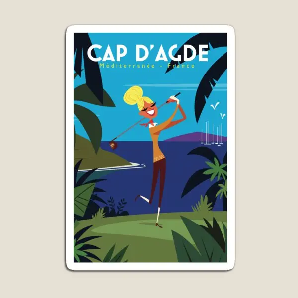 Cap D Agde Golf Poster  Magnet  Colorful Home Toy Decor Baby Stickers Magnetic Children Funny Refrigerator Cute Kids Holder