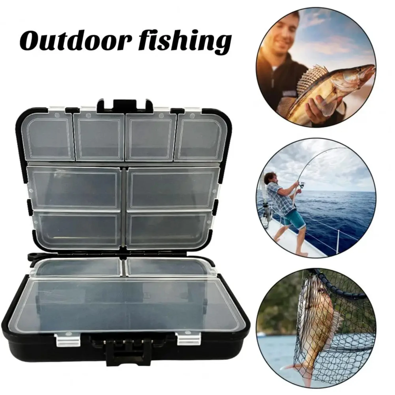 12 Compartments Fishing Lure Box Double-layer Fishing Box Double Layers Portable Fishing Lure Box with 12 Compartments  Bait