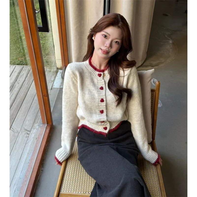 

Высококачественный вязаный свитер, кардиган, женский ранняя осень 2024, новинка, длинная свеча без шариков, круглая Ne, верхняя одежда обычной длины