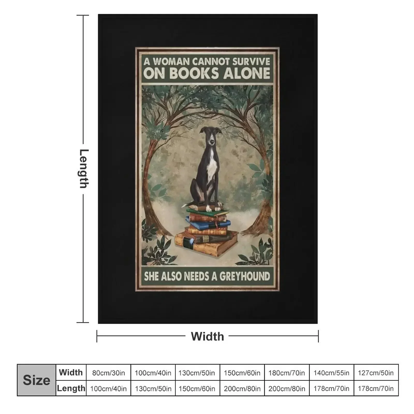 A Woman Cannot Survive On Books Alone She Also Needs A Greyhound Throw Blanket
