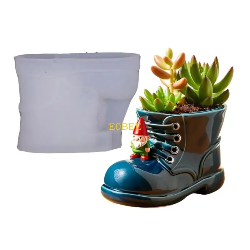

E0BE Unique Shoe Shaped Planter Silicone Mold DIY Craft Projects Resin Jewelry Making Decorative Holiday Gift
