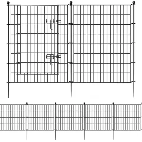 10 Panels Decorative No Dig Garden Fence with Gate, Metal Wire Border Fencing 40 in(H) X 23.6 ft(L) Rustproof Landscape Edging Barrier for Yard Patio Flower Bed