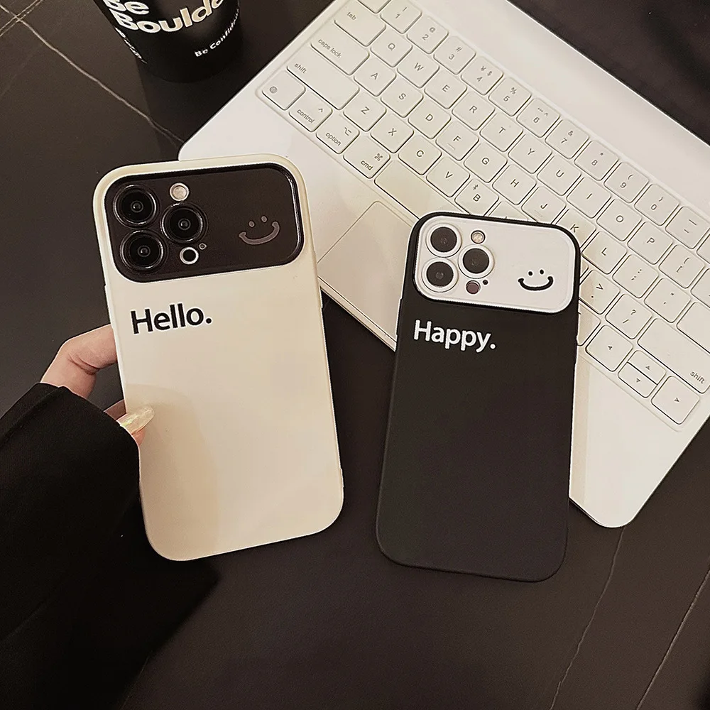 

Simple Smiley Letter Printing Phone Case For iPhone 16PRO/15 PROMAX Mobile Phone Case For iPhone12 Anti-fall 13 Soft Cover