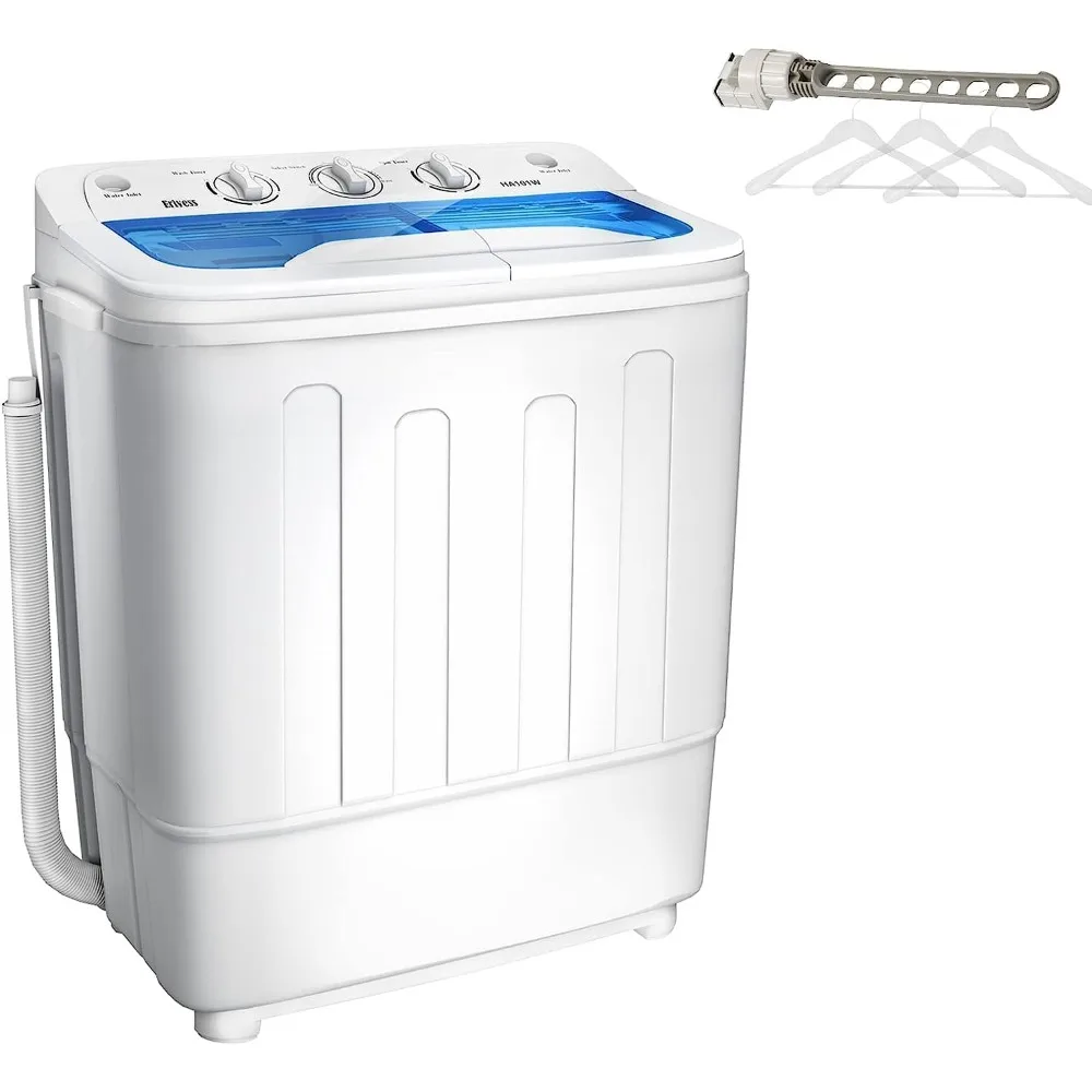 

Compact Mini Twin Tub 18lbs Washing Machine with Drying Rack, 11 lbs Washer Mini Compact Laundry Machine and 7 lbs Spinner