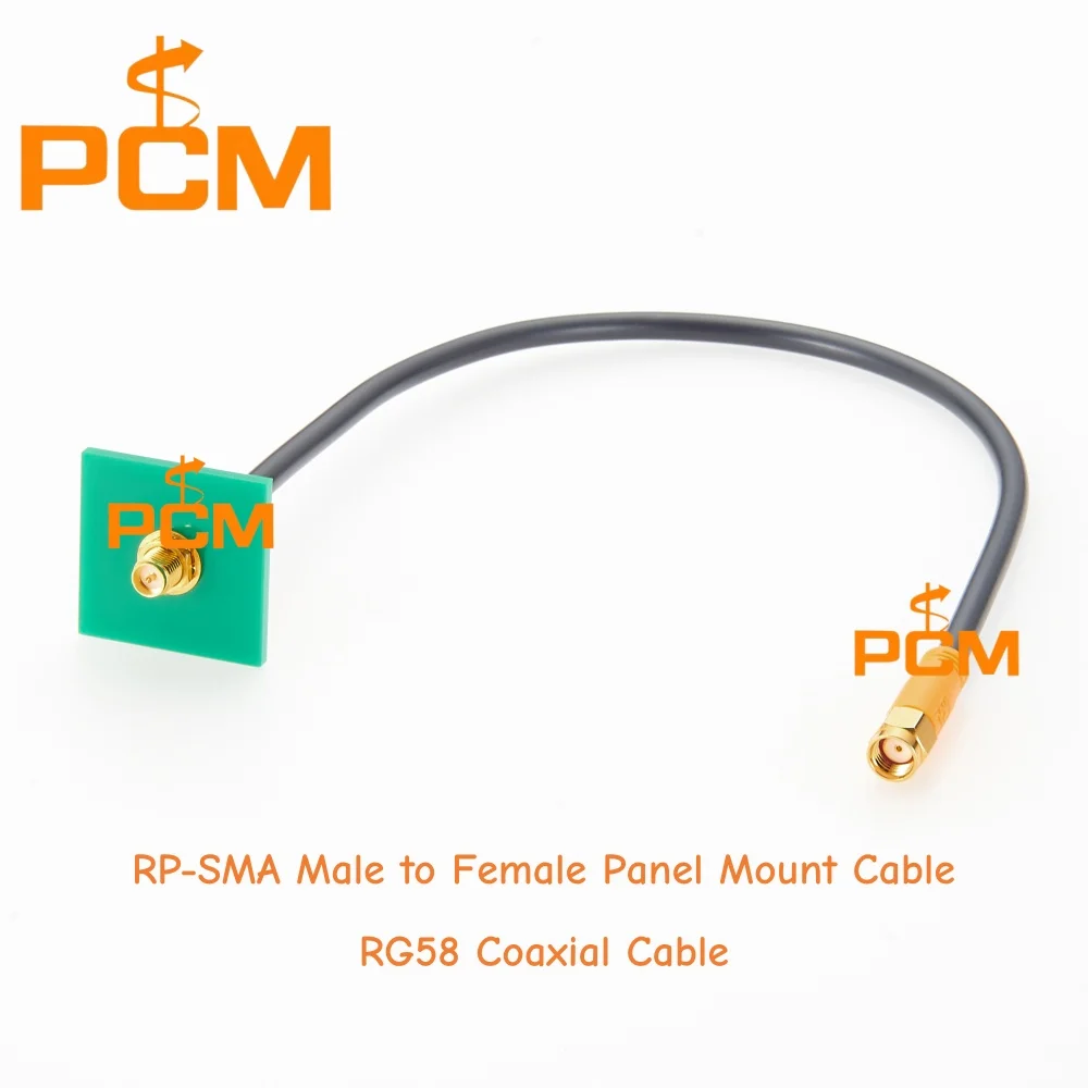 RP-SMA Male to Female RG58 RF Cable with Bulkhead Panel Mount Connector for WiFi Router Antenna Wireless Networking Equipment