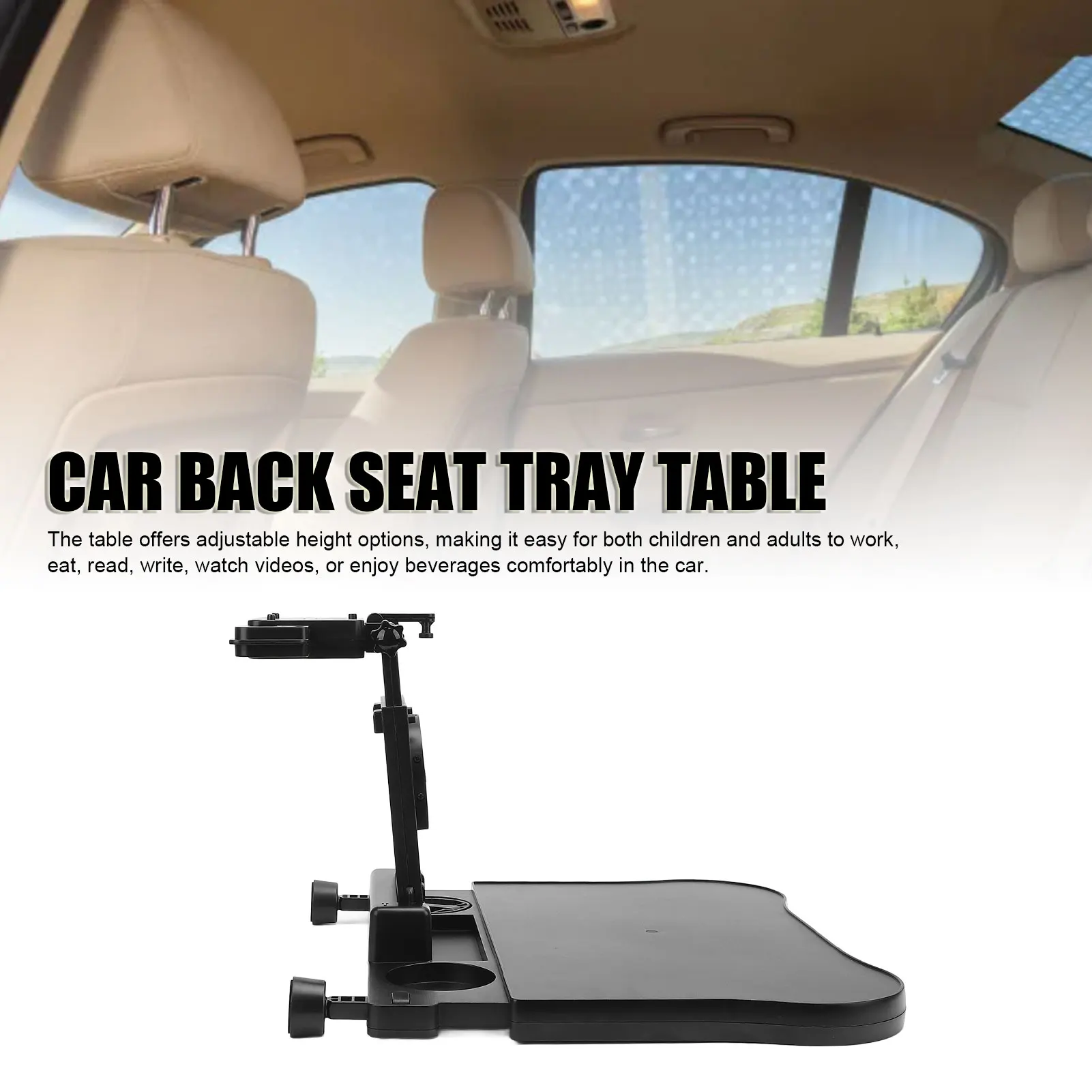 

Car Back Seat Tray Table Strong Load Capacity Backseat Food Trays Desk Multifunctional Stable Foldable for Eating for Working