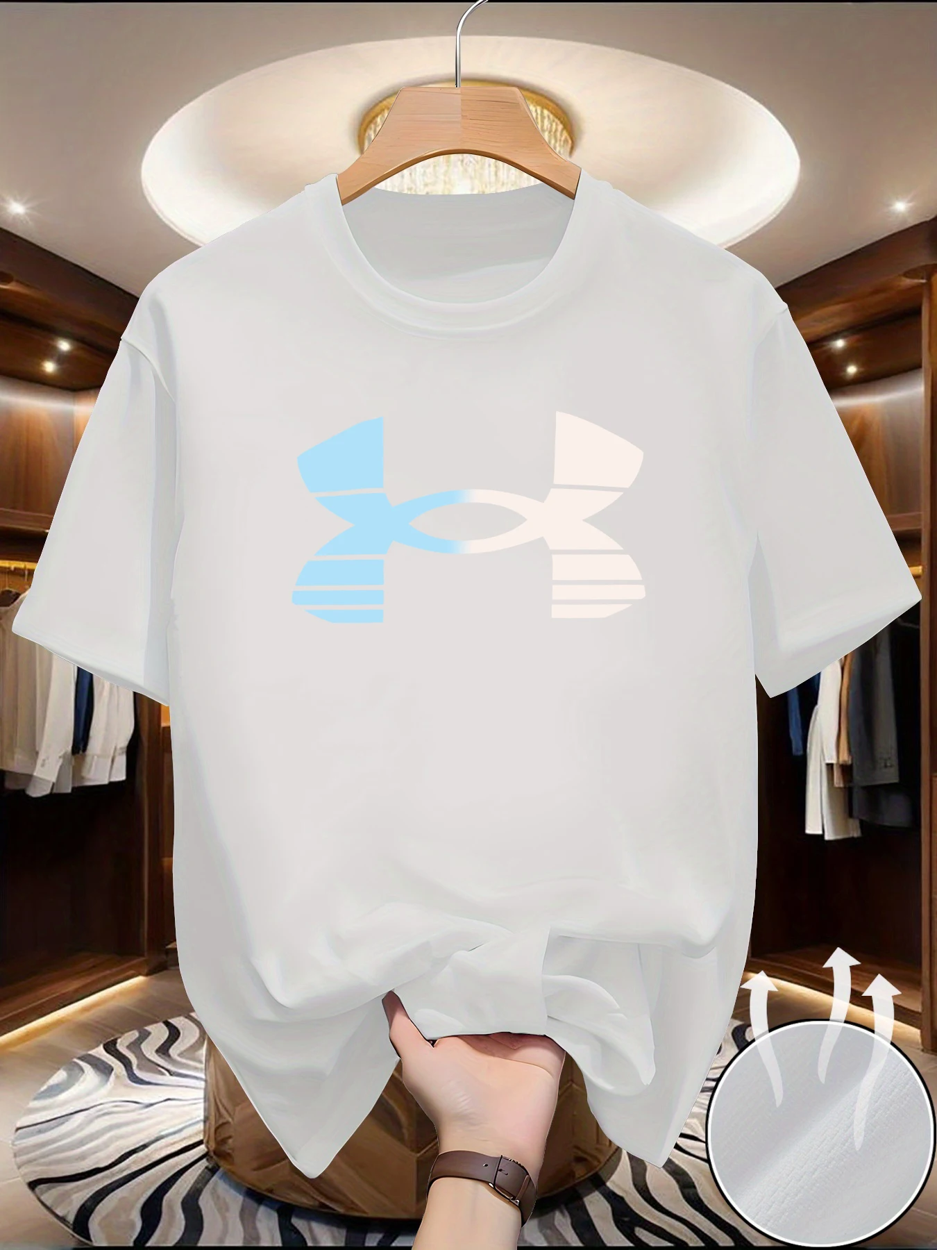 Camiseta de Verano para Hombre, de Algodón Transpirable, con Estampado de Marca de Moda, Cuello Redondo, Manga Corta, Estilo Casual