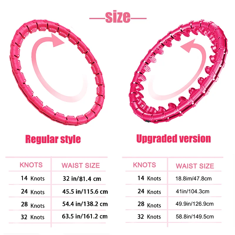 Adjustable Weighted Hula Exercise hoops for Adults Smart Exercise Plus Size Detachable Knots Fitness Equipment for Weight Loss