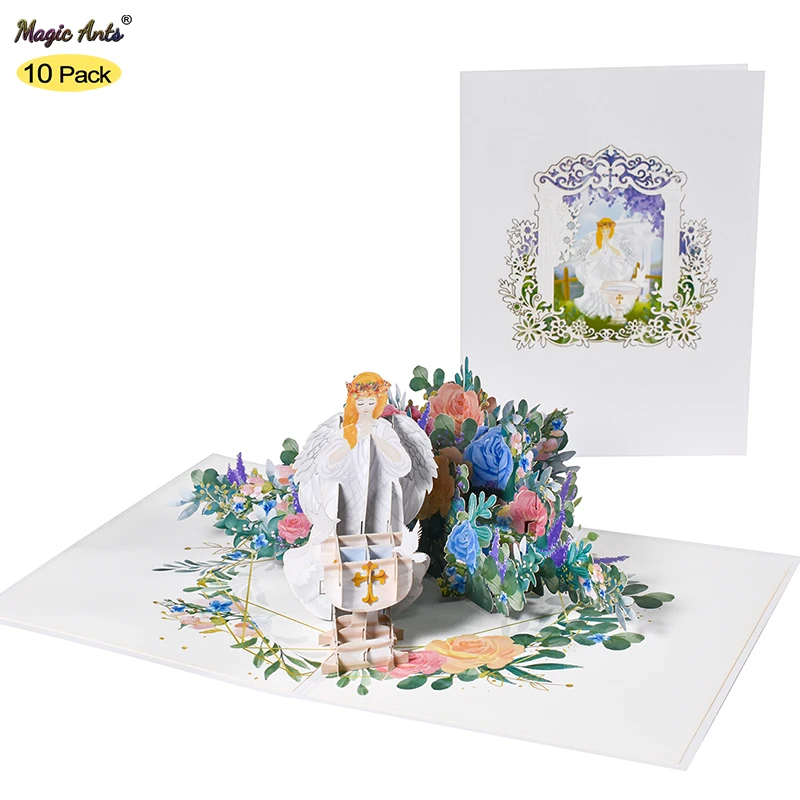 

10 Pack Baptism Card 3D Pop Up Greeting Card for Girl Boy