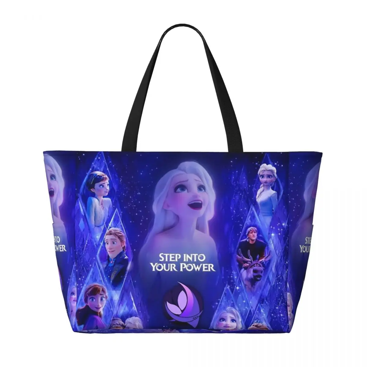 Custom Frozen Elsa Princess Travel Tote Bag Women Large Capacity Animated Grocery Shoulder Shopping Bags