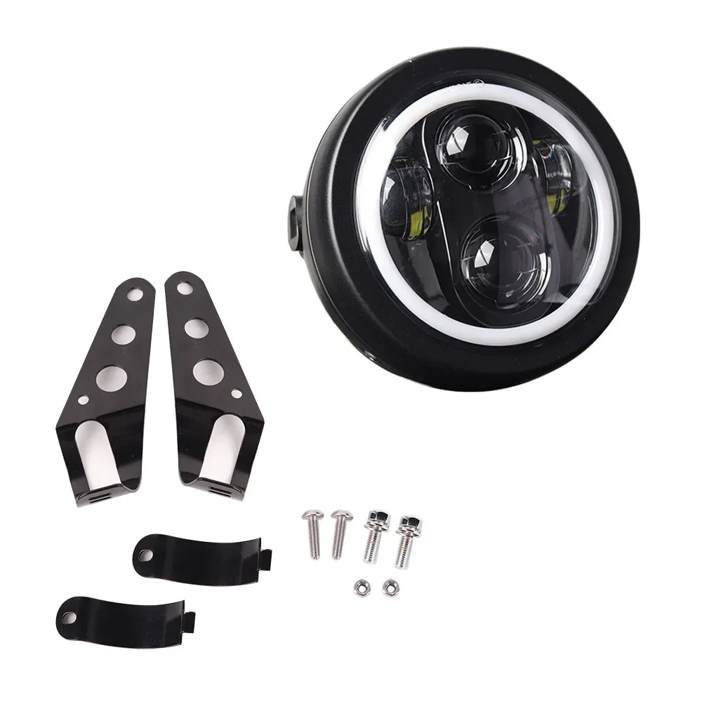 

Pop 6.5" Cafe Racer Motorcycle Black Round LED Headlight Hi/Lo Lamp For Harley