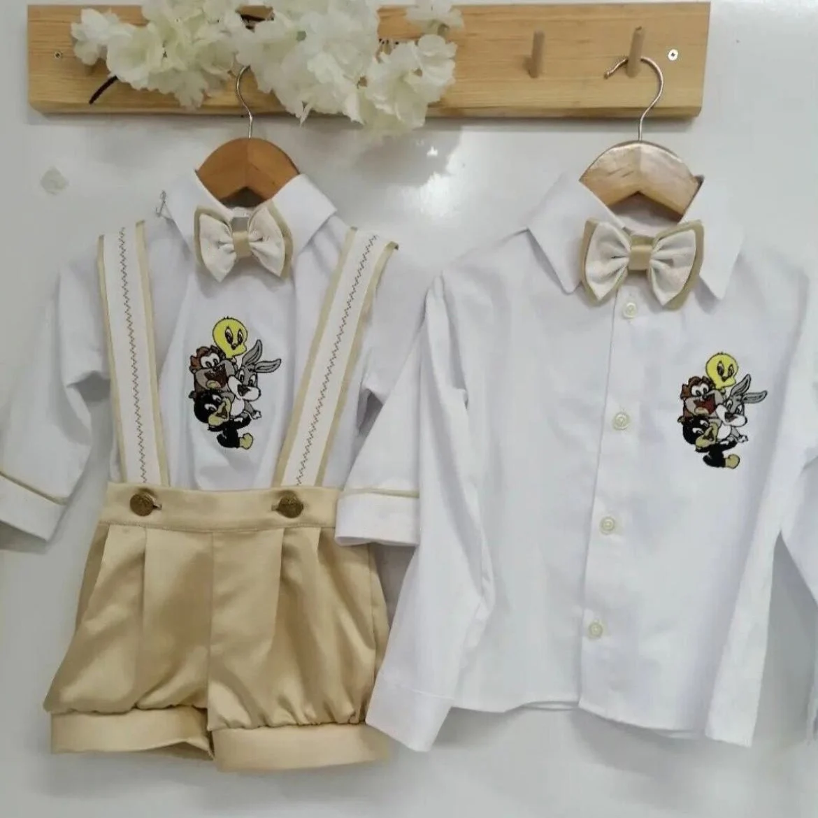 

0-12Y Baby Boy Summer Rabbit Embroidery Blue Rompers White Shirt Set for Easter Eid Birthday