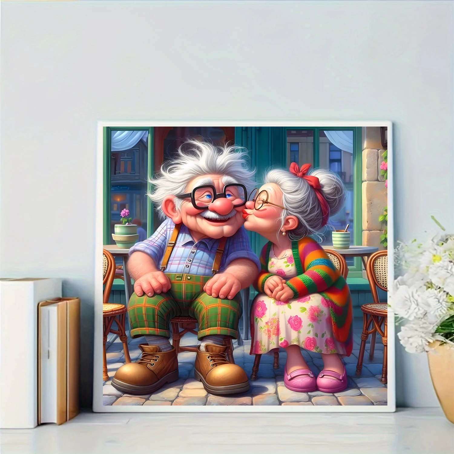 Kiss Cartoon Pattern DIY Diamond Painting Kit, Frameless Full Diamond Art, Multiple Sizes to Choose From