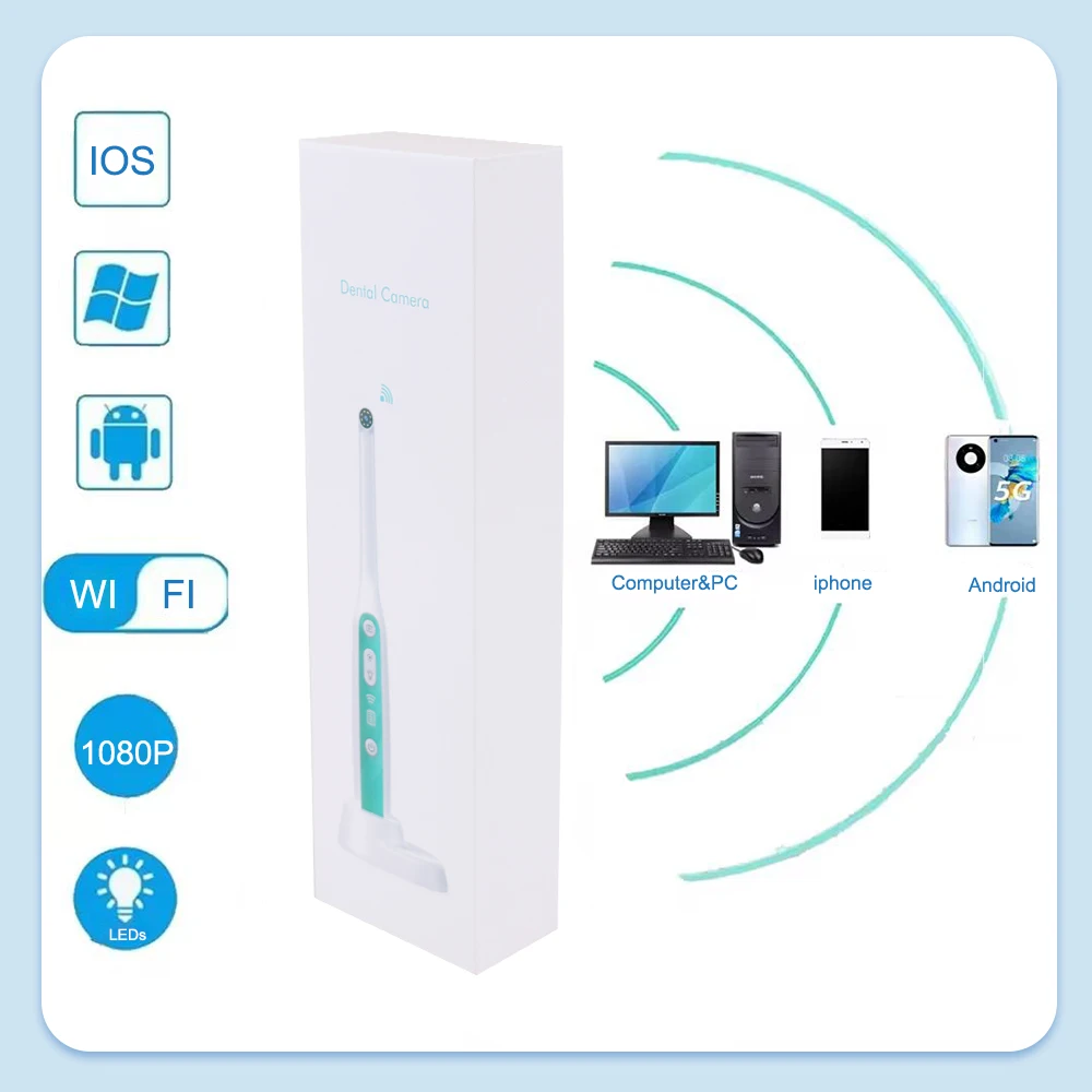 2MP HD WIFI Intraoral Inspection Endoscope camera Wireless HD Orthodontist Inspection Tool 8 LED Lights for iOS Iphone Android