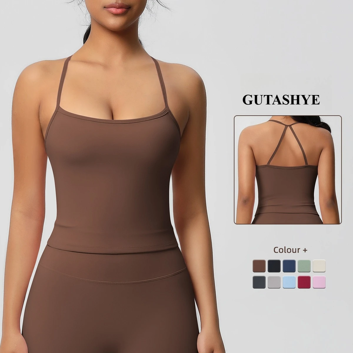 Brushed Solid Tight Long Line Racerback Women Sports Tank Top Yoga Outdoor Jogging Street Daily Fitness Training Activewear