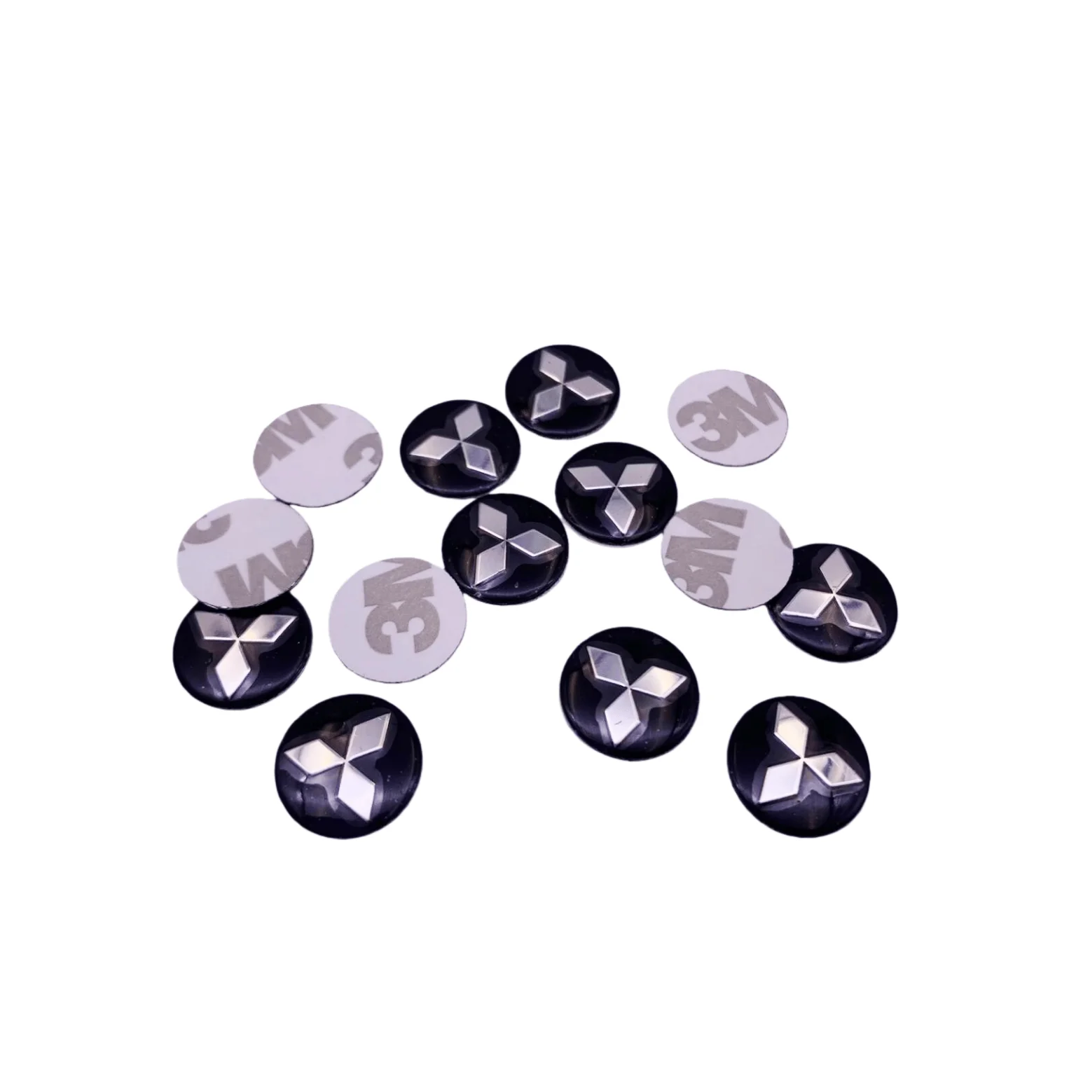 100 pièces 14mm autocollants de clé de voiture pour Mitsubishi emblème Logo accessoires marchandises de voiture Lancer Pajero Sport Attrage, Mirage éclipse télécommande