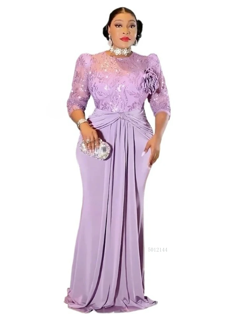 

Dashiki African Party Evening Dresses for Women Autumn Elegant Africa 3/4 Sleeve Polyester Long Maxi Dress Gowns Africa Clothing