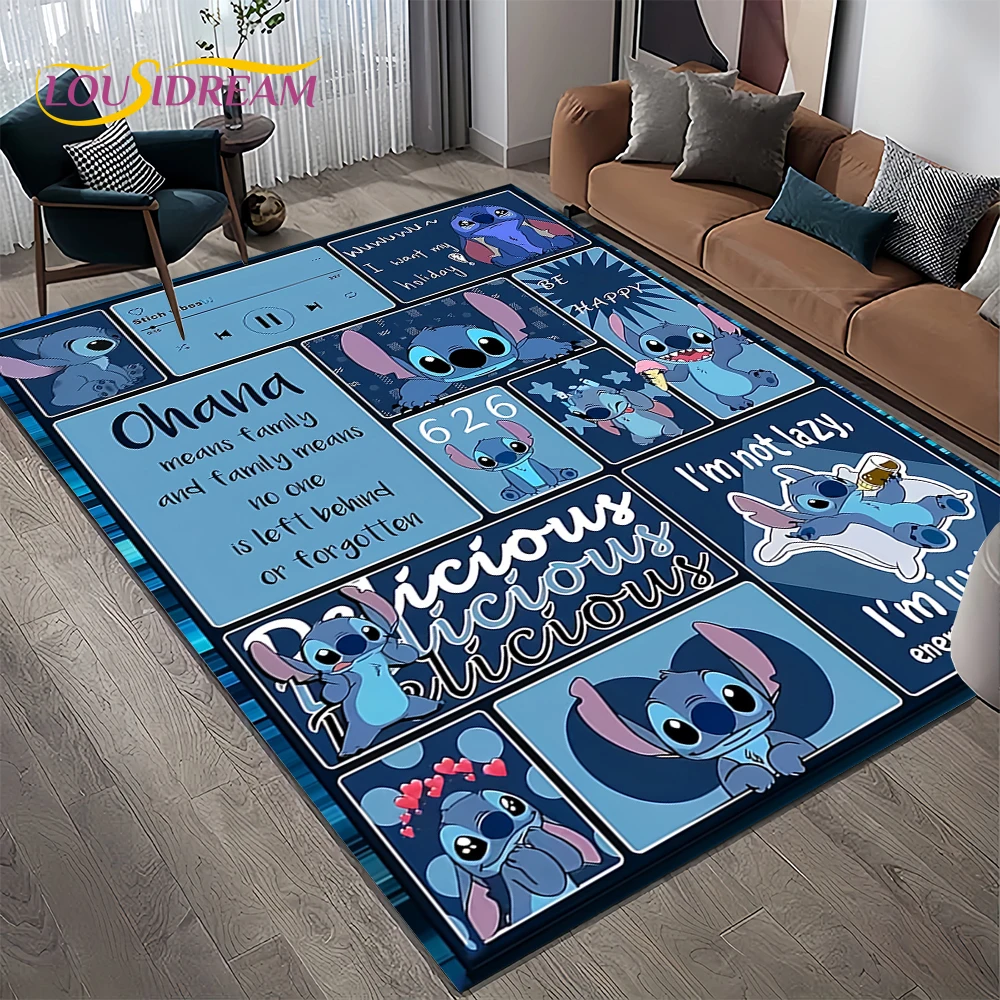 3D New Kawaii Stitch Cartoon Disney Area Rug,Carpet Rug for Home Living Room Bedroom Sofa Doormat Decor,Kids Non-slip Floor Mat