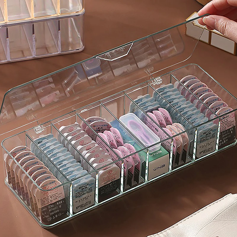 Acrylic Contact Lens Case 7 Compartments Storage Box with Lid Dustproof Transparent Organizer    JJ1917TR