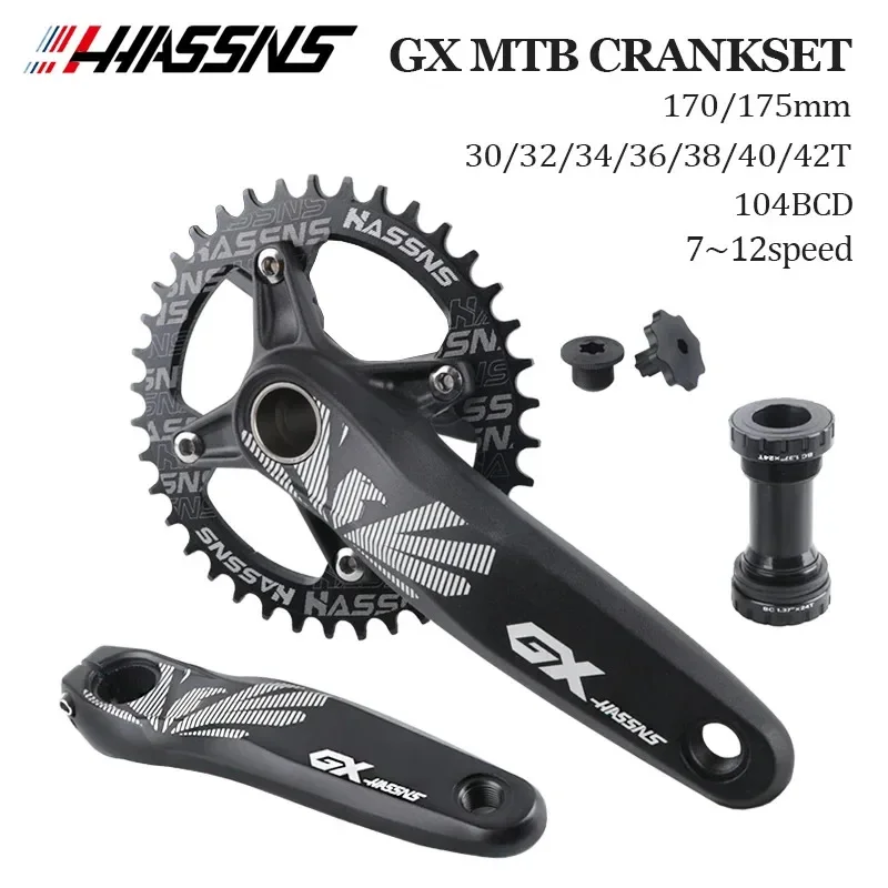 

MTB Aluminum Alloy Crank Set With Positive And Negative Teeth Single Disc 32/34/36/38/40T, 12 Speed Integrated Crank