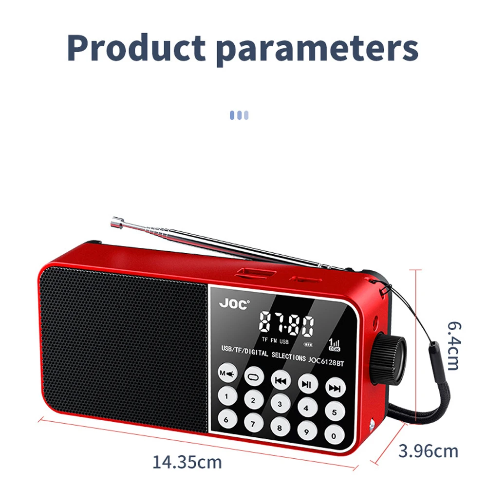 راديو FM محمول قابل لإعادة الشحن سمّاعات بلوتوث USB TF مشغل MP3 مع إضاءة LED 3.5 مللي متر سماعة جاك راديو خارجي استقبال FM