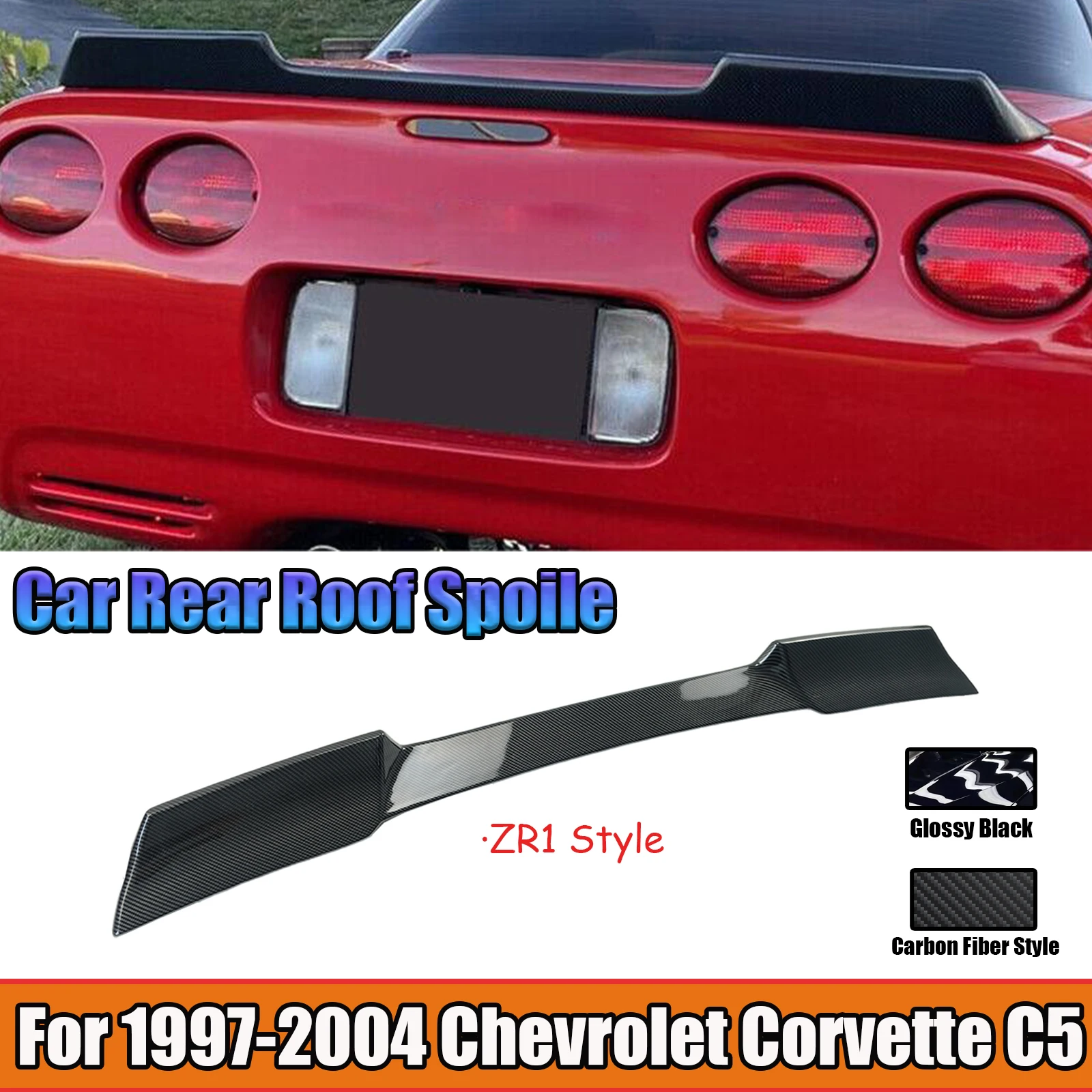 

Для Chevrolet Corvette C5 1997-2004 гг. Спойлер на крышу автомобиля Задний спойлер багажника Крыло ZR1 Стиль Автомобильные внешние декоративные детали Глянцевый черный