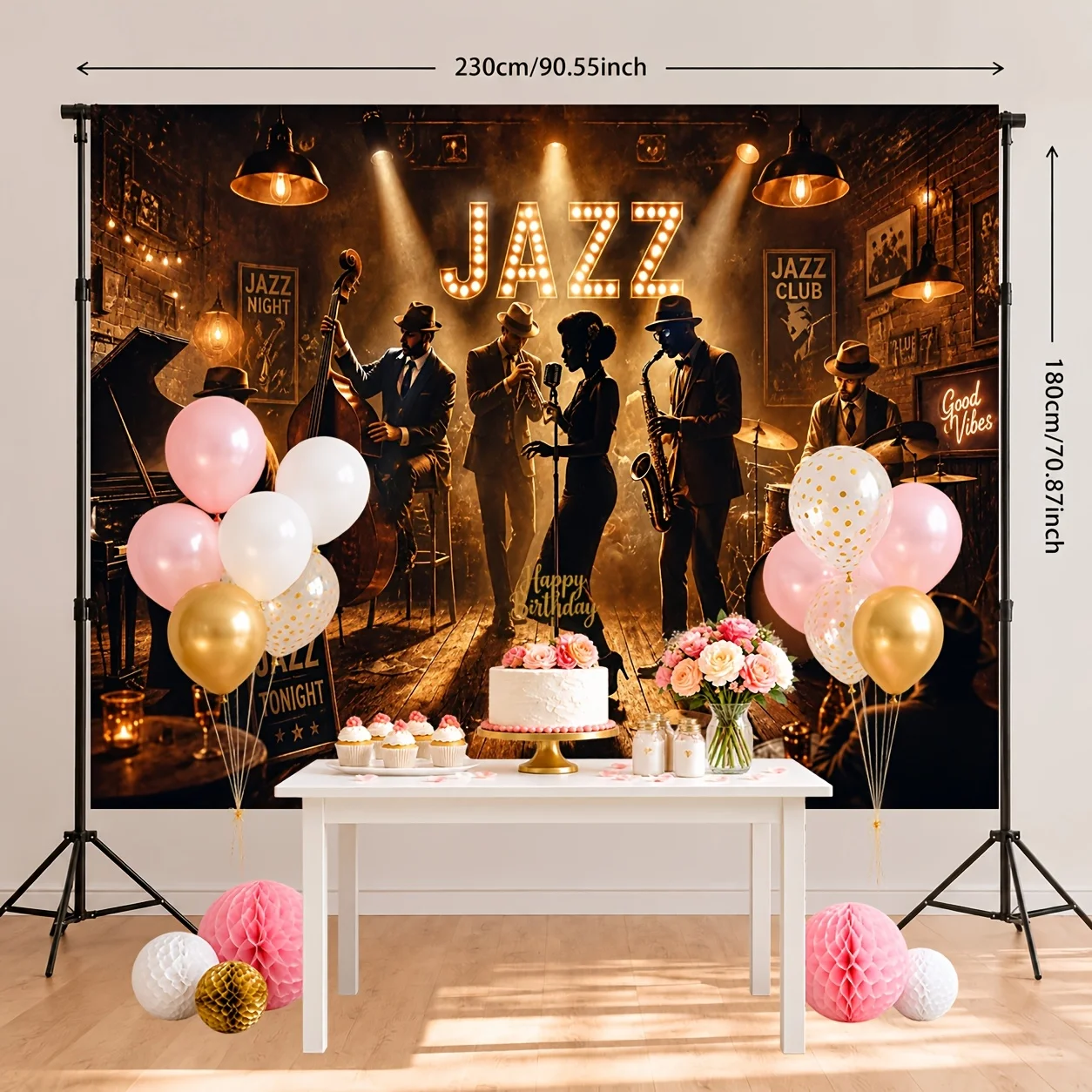 Vintage Jazz Band Silhouette Music Club Stage 2D Flat Tapestry Backdrop For Man Cave Decor Retro Musician Wall Hanging Art
