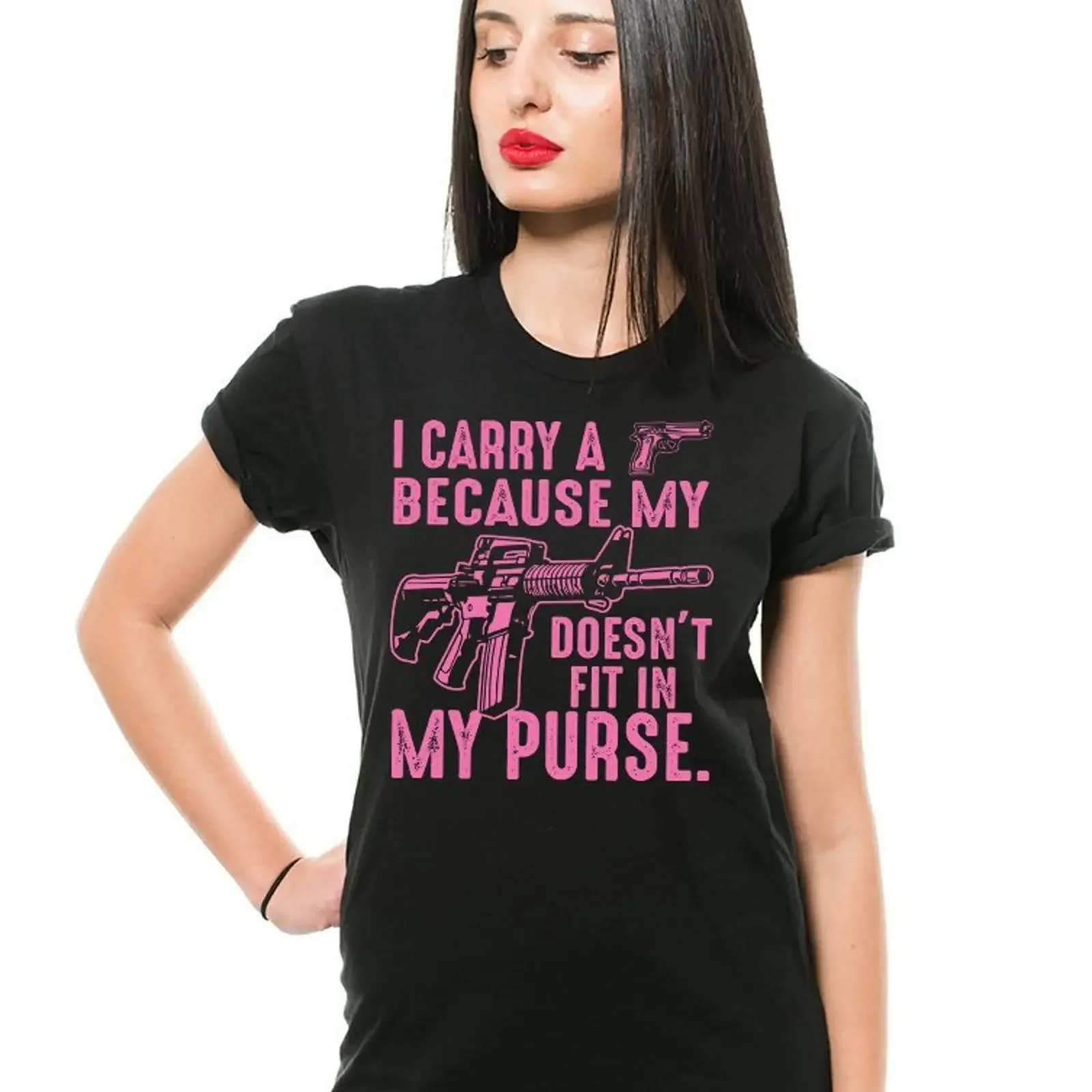 I Carry A Gun Because My Rifle Doesn't Fit In Purse Funny Supporter T shirt Pro vintage Washed fashion homme Soft