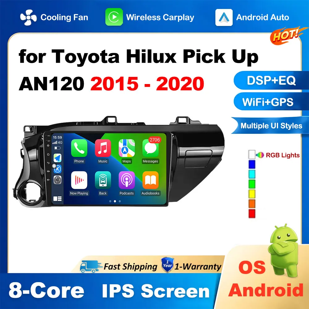 

Light Hand Drive for Toyota Hilux Pick Up AN120 2015 2016 2017 - 2020 DSP Stereo Android Carplay GPS Navigation Accessories WIFI