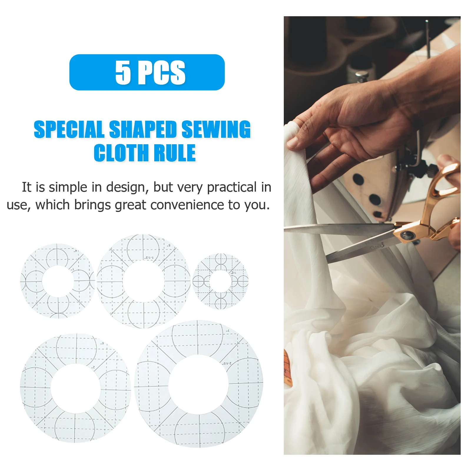 

5Pcs Patchwork Ruler Templates High for Sewing Quilting DIY Crafts Acrylic Stitching Ruler Non-Slip Fabric