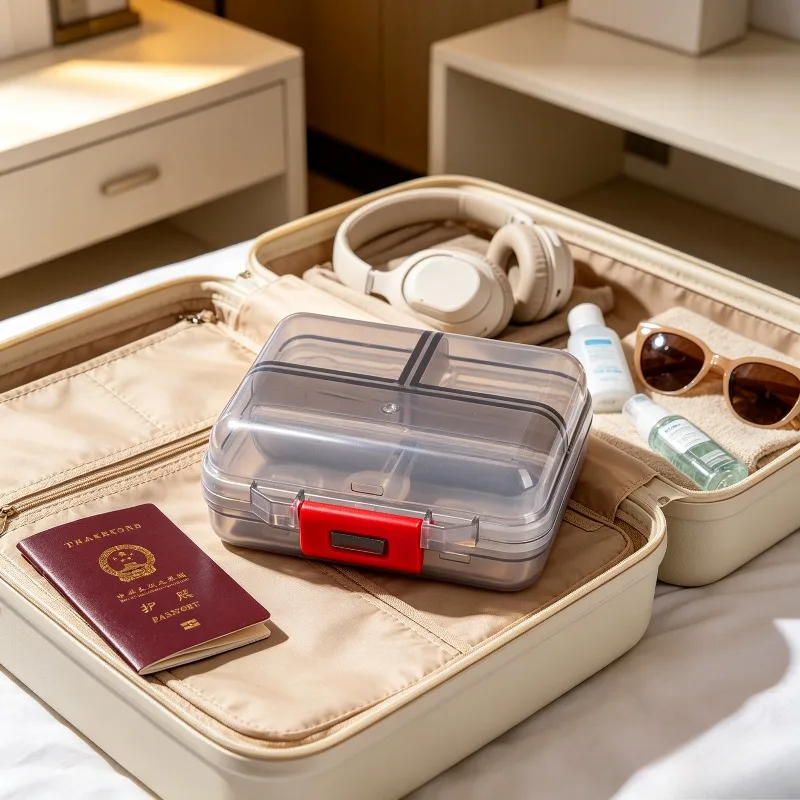 Tragbarer Reise-Pillen-Organizer, feuchtigkeitsbeständige Pillenbox, Mini-Medikamenten-Vitamin-Aufbewahrungsbox für Tasche, Handtasche, Outdoor und den täglichen Gebrauch. – Detail 6