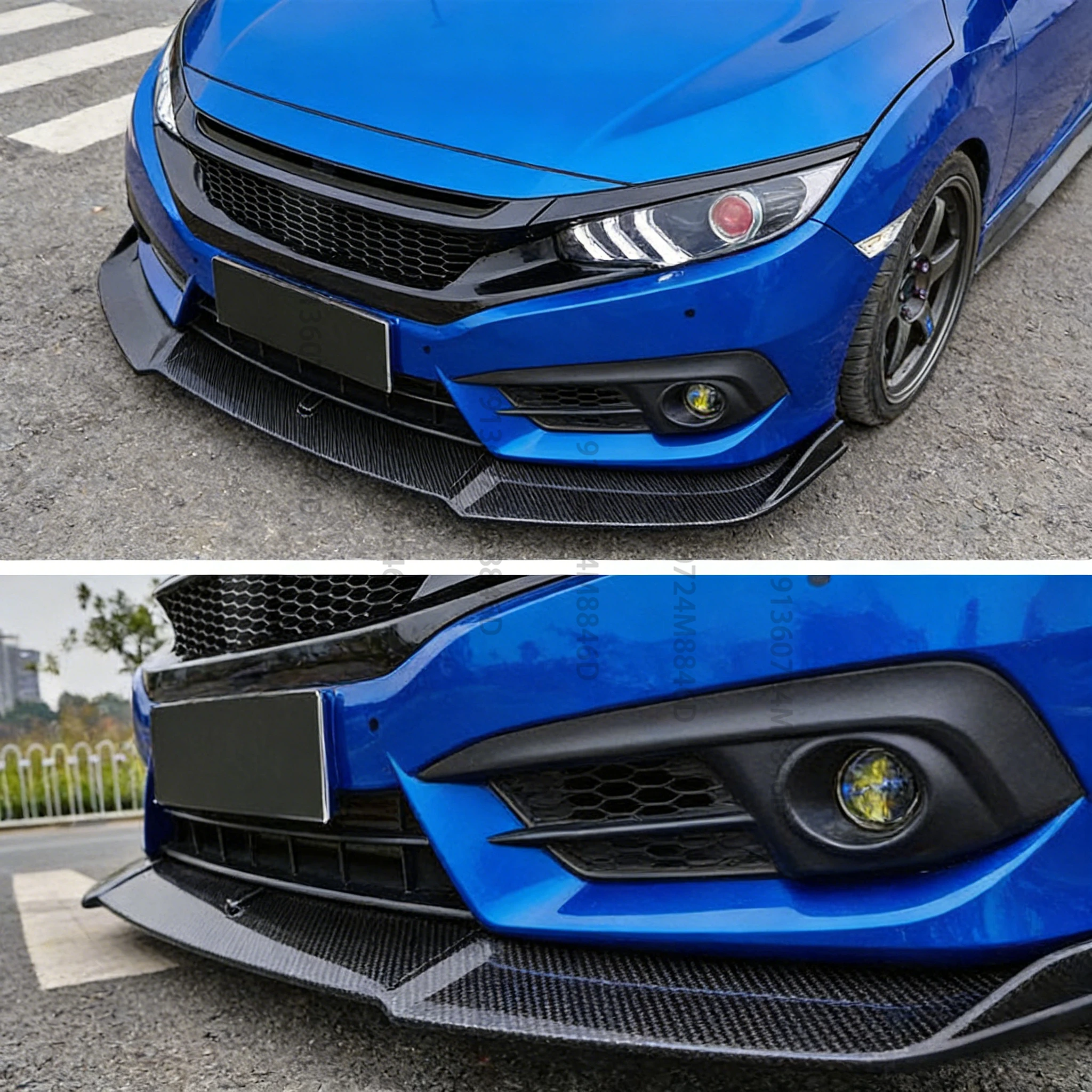 

Universal Car Front Bumper Lip Chin Spoiler 3PCS Set PVC Carbon Fiber Style Splitter Diffuser Body Kit Styling Protection Guard