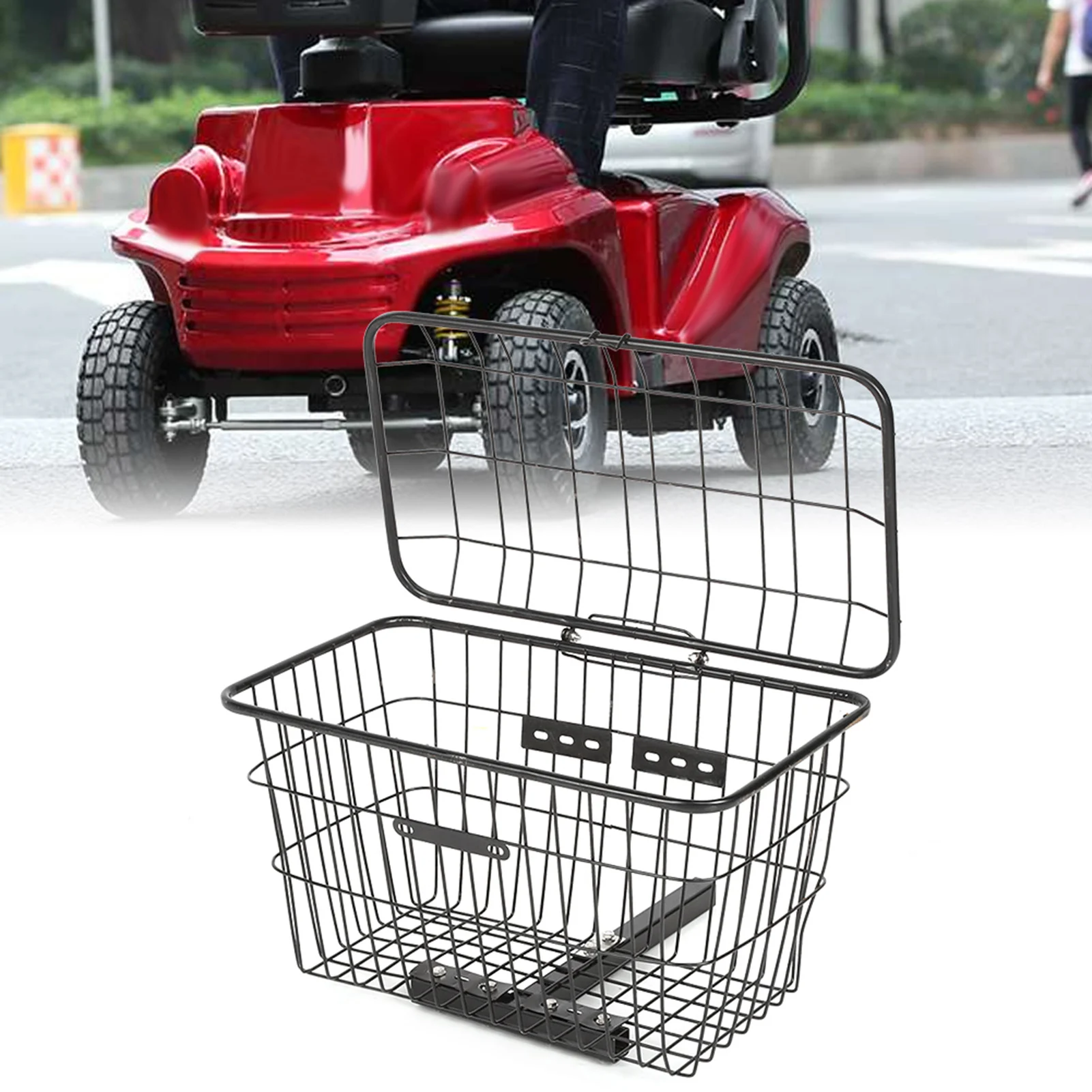 Basket Scooter Rear Basket Mobility Scooter Electrombile  Rear Storage Basket Iron Large Portable Basket Outdoors