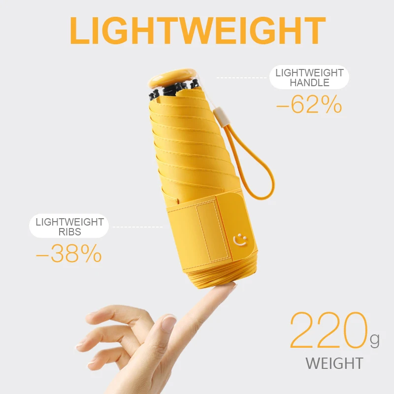 New Ultra Light Mini 5Fold Umbrella UV Protection Sunny Rainy Pocket Umbrella Portable Parasol Compact Capsule Umbrella for Girl