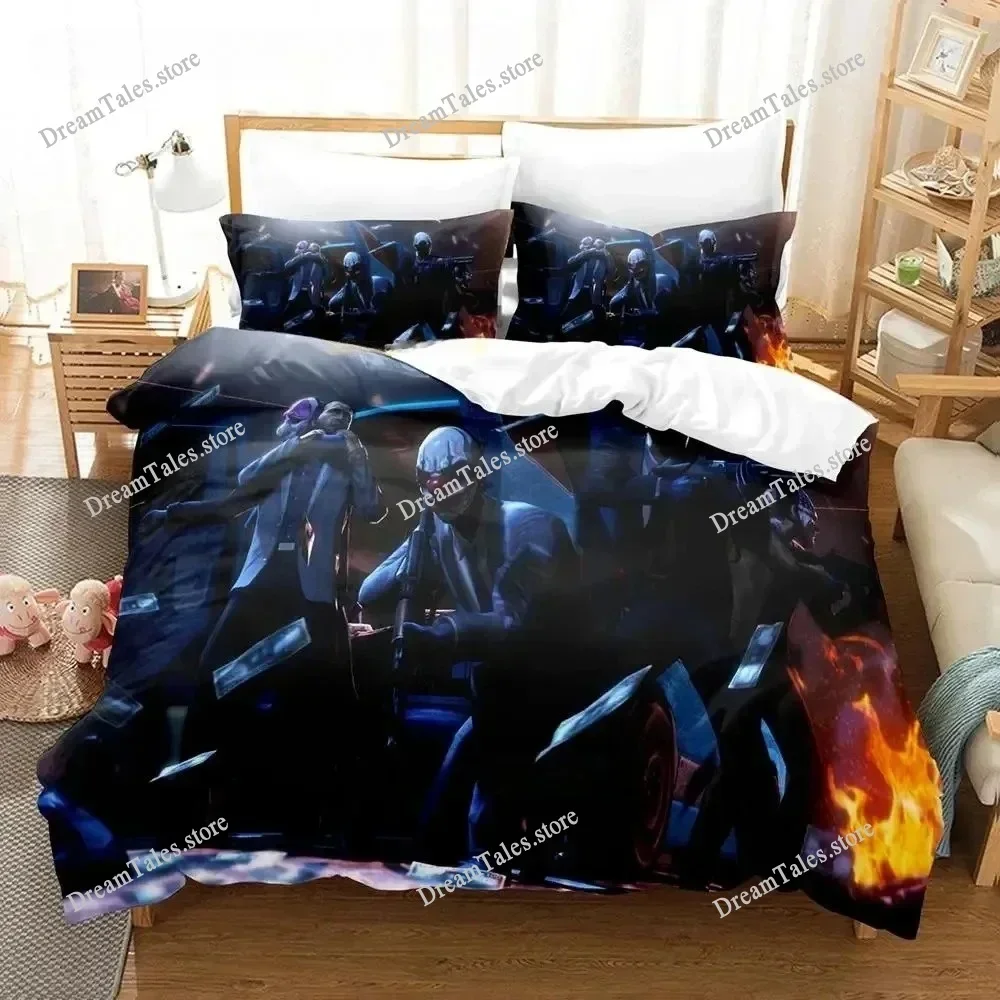 Game Payday Bedding Set Single Twin Full Queen King Size Bed Set Adult Boys Bedroom Duvet Cover Sets Hip Hop Clown Anime Bed5195