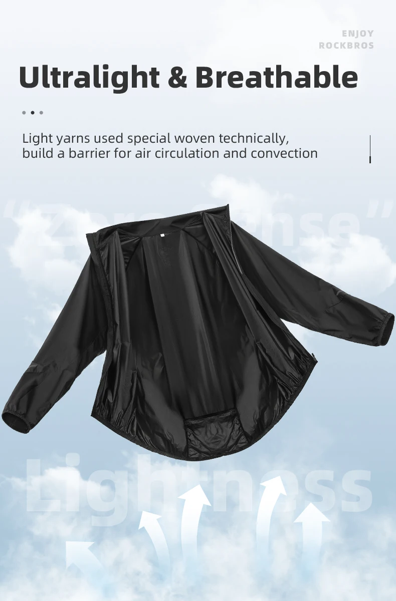 ROCKBROS Fahrradjacke, ultraleichte, atmungsaktive Nylon-Sonnenschutz-Sportbekleidung, schweißabsorbierende Oberbekleidung für Männer und Frauen, lässig. – Detail 6