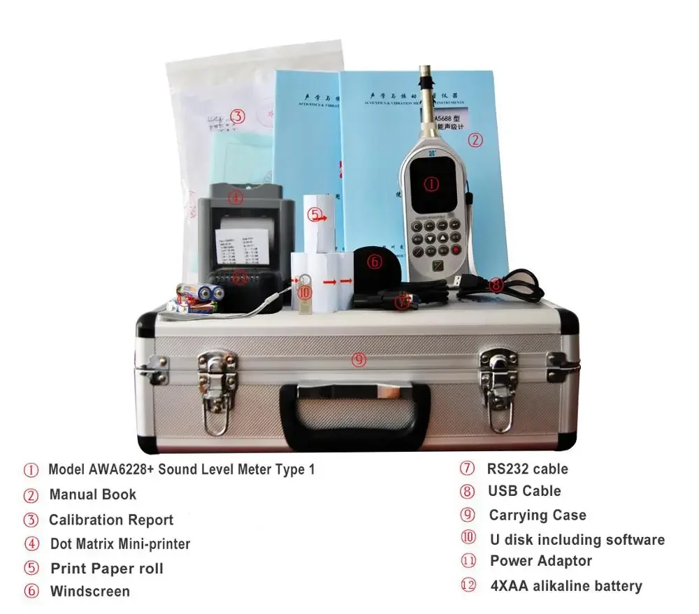 Portable Frequency Spectrum Analyzer AWA6228+ Measurement Device For Environmental And Mechanical Noise Monito 20-142dB Class 1